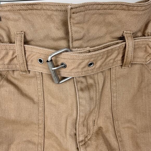 BlankNYC Tan Belted High-Waisted Paperbag Denim Shorts 24 Utility - Picture 4 of 8